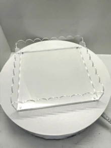 1 bandeja de acrílico transparente em formato de leque com bordas onduladas, caixa de lenços criativos, carimbo de flores secas para mesa, porta-retratos magnético, bandeja de armazenamento decorativa geométrica clássica de acrílico com suporte magnético para exibição