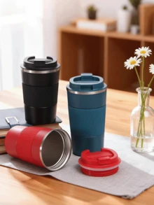 510ml Stainless Steel Vacuum Insulated Travel Mug, Double Wall Anti-Slip Coffee Tumbler With Leak-Proof Lid, Portable Office School Car Cup, Long-Lasting Hot & Cold Drink Flask, Multi-Color Reusable Water Bottle For Home, Outdoor, Commuting - Multicolor - View 4