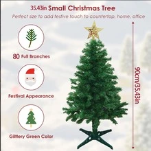 35.43 Inch Artificial Christmas Tree, Green Desktop Christmas Tree With Plastic Base, Mini Christmas Pine Tree, Suitable For Party Supplies, Indoor & Outdoor Holiday Home Decor, With 1 Tree Topper Star Christmas Decorations Home Christmas Gifts Christmas Decor - Green - View 11