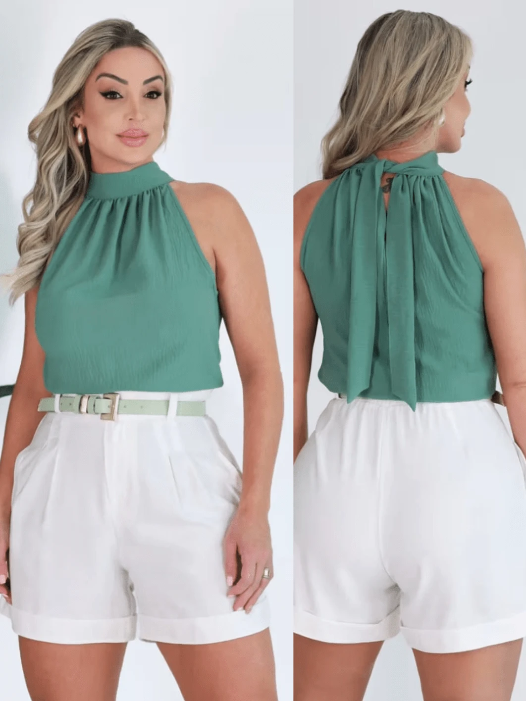 DUNA RUFFLED HIGH NECK TANK TOP NEW - Màu xanh Bạc hà - Xem 1