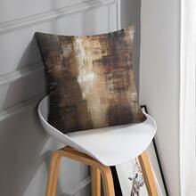 2pcs Modern Retro Brown Wooden Board Geometric Pattern Decorative Pillow Covers, Soft & Comfortable Polyester Cushion Covers, Decorative Pillows, Zippered, 45x45cm, Suitable For Home Decor Living Room Sofa, Bedroom Headboard, Car, Office And Various Rooms, Pillow Inserts Not Included