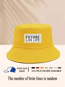 1 Piece Oasis Letter Printing Pattern Bucket Hat For Women Men Fisherman's Hats Sunscreen Windproof And Warm Suitable For Daily Leisure Black/White/Beige