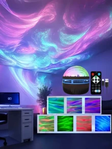 1pc Aurora LED Projection Light, USB Powered Night Sky Projector With Northern Lights Effect - Suitable For Bedroom, Home Theater, Wedding, Party And Camping Decoration, Perfect Christmas Gift