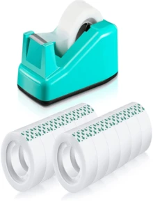 Este Porta-Fita é Prático para Casa, Escritório e Artesanato. É Pequeno, Leve e Feito de Bom Material. Com Ele, a Fita Pode Ser Cortada Facilmente e de Forma Organizada, Aumentando a Eficiência.