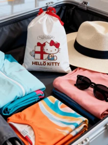 Drawstring Shoe Bag – Official Licensed Travel Organizer with Anti-Dust Design, Cute Bow Print for Gym School Travel, Durable Oxford Fabric with Drawstring Closure, Gift for Anime Fans & Collectors - 束口袋 - 查看 7