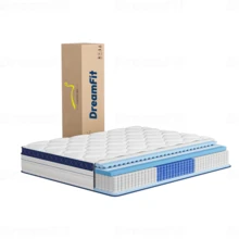 DreamFit Colchón Ortopedico Híbrido,Colchon Queen Size 150*190*25CM En Caja,Espuma de Alta Densidad Memory Foam,Ergonómico,Antibacteriana,Antiácaros,Transpirabilidad,Antialérgico,Resistente a la humedad,Alivio de Presión y Extremadamente Cómodo,Firmeza media,Certificado CertiPUR-US®,Colchones Resortes - Azul y blanco - Ver 13