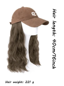 16英寸假发 女士长发 全头套假发帽 一体式女士合成假发帽