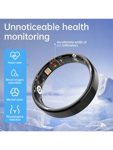 升级版智能戒指，IP68级防水，极简设计，运动模式，不锈钢材质，计步器，玫瑰金，手机控制，男女通用，礼品装，窄款戒指 - 彩色 - 查看 2