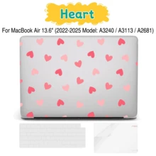 For MacBook Air 13.6" Case (2025-2022) [A3240 M4/ A3113 M3/ A2681 M2], Plastic Hard Shell With Delicate Print & Screen Protector & Keyboard Cover, 3 In 1 Anti-Scratch Apple Laptop Protection Set - 清心 - 查看 12