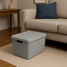 Kit 2 Caixas Organizadoras 22 Litros Tampa Linha Juta Jaguar Utilidades Multiuso Roupas Brinquedos Sapatos