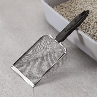 Pá Higiênica para Limpeza de Areia de Gato aço inox peneira coletora acessório para animais de estimação