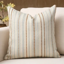 1 件条纹雪尼尔装饰抱枕套，柔软现代抽象波西米亚风格家居装饰靠垫，适合沙发、卧室、客厅，四季皆宜，也适合作为礼物 - 卡其色 - 查看 16