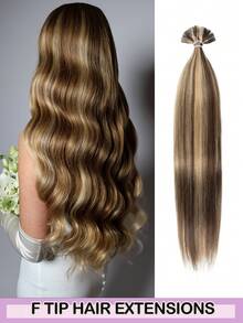 50pcs/Pack Human Hair Extensions, Flat Tip Extensions, 14-22 Inches Straight Hair, Keratin Bonded Extensions, Invisible F-Tip Real Human Hair Extensions