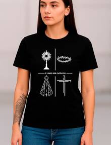 It's Beautiful To Be Catholic T-Shirt Christian Religion Exclusive Print Versatile And Modern Design Comfort, Durability And Style 100% Cotton Unisex Plus Size Casual Shirt Men Women Street Casual Streatwear Immediate Shipping - màu đen - Xem 2