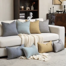 1 件奢华优雅几何抱枕套，无填充，高精度，隐形拉链开合，精致缝线，耐用拉链，适用于沙发、长沙发、床、汽车、椅子、靠窗座位、双人沙发、客厅、卧室、地板、长凳、办公室、咖啡厅 - 淺藍 - 查看 11