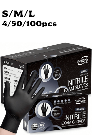 100 Disposable Black Nitrile Gloves For Household Hygiene And Cleaning., Cleaning Supplies, Home Sanitation, Flexible Design, Snug Fit, Highquality Nitrile, Household Use, Cleaning Professionals