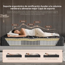 DreamFit Colchón Híbrido,Colchon Individual │Matrimonial│ Queen Size Espuma de Alta Densidad Memory Foam En Caja,Ortopedico,Ergonomicas,Antibacteriana,Antiácaros,Transpirabilidad,Antialérgico,Resistente a la humedad, En Caja,Alivio de Presión y Extremadamente Cómodo,Firmeza media,Certificado CertiPUR-US®, Colchones Espuma, Colchones Resortes - Negro - Ver 5