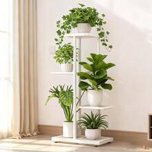 1 Piece, 4-Tier Wrought Iron Flower Stand, Perfect For Balconies, Succulent Plants, And Home Decor, Easy Assembly Plant Rack For Indoor And Outdoor Gardens - 白色 - 查看 8
