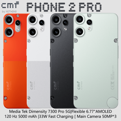 Nothing CMF By Nothing Phone 2 Pro White, 6.77" Screen, 5000mAh Battery,120Hz Flexible AMOLED Dispaly, Four-Camera System, 7.8mm Sleek Edges Design, Gaming Network Boost, Bluetooth 5.3, IP54