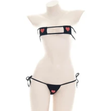 SENJIY Sexy Anime Cosplay Lingerie Cute Bikini Set For Women Swimsuit Mini Micro Naughty Outfit Costume Japanese Suspender Bodysuit Swimwear Roleplay Lolita Cartoon Babydoll Kawaii Bra Top Panty Thong - 白色 - 查看 4