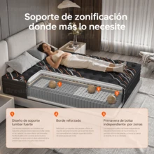 DreamFit Colchón Híbrido,Colchon Individual │Matrimonial│ Queen Size Espuma de Alta Densidad Memory Foam En Caja,Ortopedico,Ergonomicas,Antibacteriana,Antiácaros,Transpirabilidad,Antialérgico,Resistente a la humedad, En Caja,Alivio de Presión y Extremadamente Cómodo,Firmeza media,Certificado CertiPUR-US®, Colchones Espuma, Colchones Resortes - Negro - Ver 4