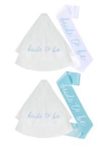 1 Set (2pcs) Fashionable Bride Double-Layer Veil With Strap, Solid Color Printed Wedding Essential Bachelorette Party Accessory