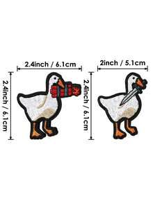 2 piezas Divertidos parches tácticos de patos, pato con cuchillo y parche de gancho y bucle explosivo, parche bordado para mochilas, chalecos de perro, sombreros, chaquetas, jeans. - Blanco - Ver 12