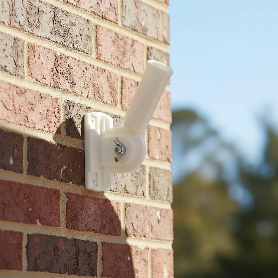 1 pieza/2 piezas Base de poste de bandera de plástico blanco, base de poste de bandera ajustable a 180°, accesorio de herramienta de decoración de fiesta, inserto inclinado de montaje en pared de plástico, requiere unidad de alimentación