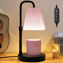 QUIGO Candle Warmer Lamp With Timer, Frosted Lampshades Eye Protect Scented Candle Jars Electric Wax Melter Bedroom Bedside End Table Desk Night Light Adjustable Height Warm White Aethetic Room Decor Dimmer House Warming Home Women Gifts Metal Base-(Pink-Green-Blue) - US A Type Plug(110-127V) - View 13