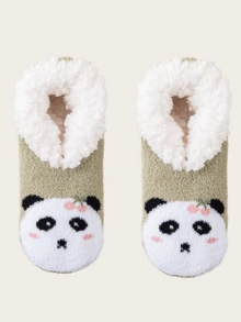 1 Pair Adult Women's Thick Thermal Lined Non- Socks, Warm Indoor Home Floor Socks With Silicone Grip, Suitable For Autumn/Winter