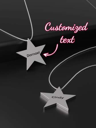 Elegant kvalitet multifunktionell, modern lyx, minimalistisk adel, ungdomlig skönhet sexig personlig femuddig stjärna namntext hänge halsband, födelsedagspresent, personlig present, årsdagspresent, personliga smycken, minnespresent, vänpresent, familjepresent, älskarepresent, julklapp, höstmode