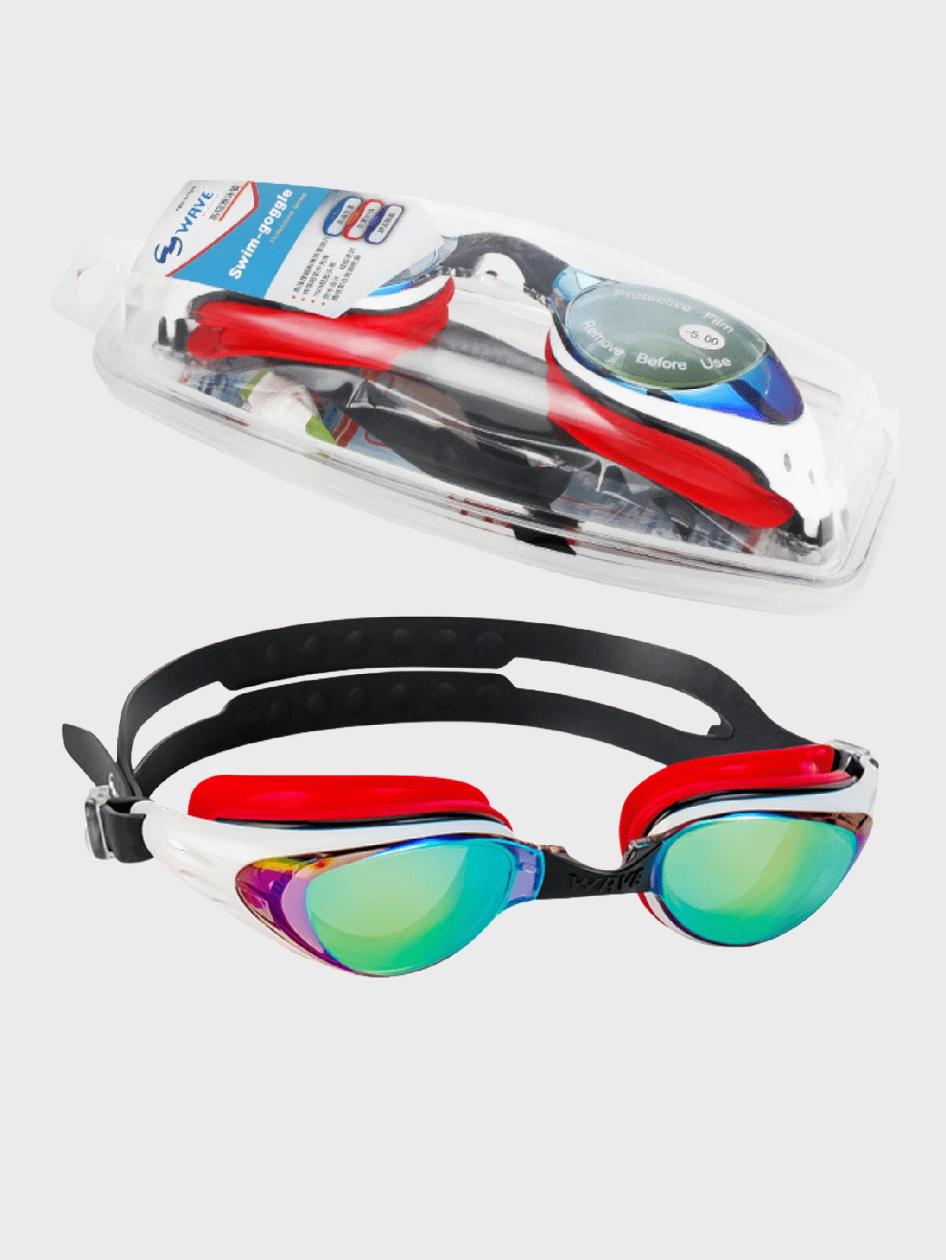 近视游泳镜，光学近视游泳镜，防漏、防雾、防紫外线，适合成年男女 - 黑與白 - 查看 1