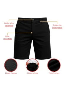 KIT 3 Bermuda de Sarja Masculina Premium Shorts Sport Fino - 3 UNID BEGE - Visão 3