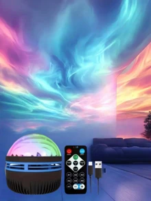 1pc Aurora LED Projection Light, USB Powered Night Sky Projector With Northern Lights Effect - Suitable For Bedroom, Home Theater, Wedding, Party And Camping Decoration, Perfect Christmas Gift