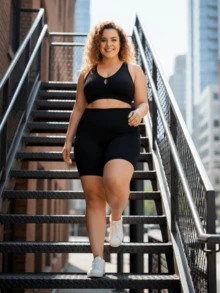 Bermuda Shorts With Pocket Fitness Plus Size Suplex High Waist Women's Sports Shorts Casual Workout UV Protection - 黑色 - 查看 5