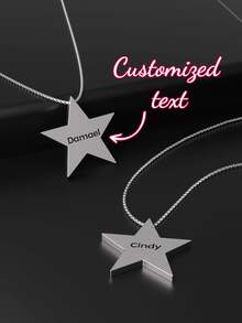 Elegant Quality Multifunctional, Fashionable Luxury, Minimalist Nobility, Youthful Beauty Sexy Personalized Five Pointed Star Name Text Pendant Necklace, Birthday Gift, Customized Gift, Anniversary Gift, Customized Jewelry, Commemorative Gift, Friend Gift, Family Gift, Lover Gift, Christmas Gift , Autumn Fashion - Laser-pentagram Necklace+ - View 2