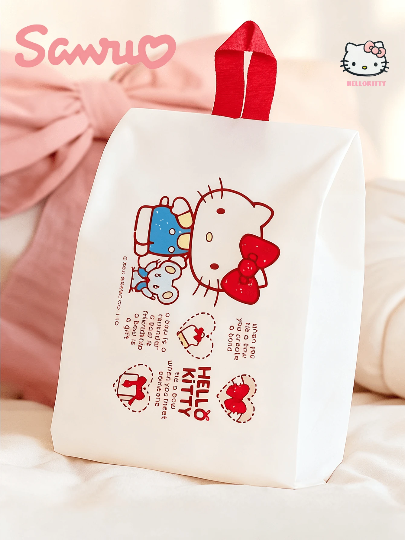 Sanrio Hello Kitty Shoe Bag – Official Licensed Waterproof Travel Organizer with Anti-Dust Design, Cute Bow Print for Gym School Travel, Durable Oxford Fabric with Zipper Closure, Gift for Anime Fans & Sanrio Collectors