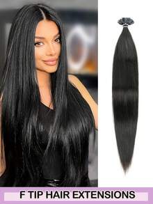 50pcs/Pack Human Hair Extensions, Flat Tip Extensions, 14-22 Inches Straight Hair, Keratin Bonded Extensions, Invisible F-Tip Real Human Hair Extensions