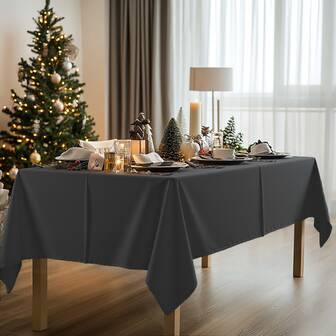 单件装圣诞桌布，磨毛法兰绒节日餐桌罩，适用于圣诞派对、婚礼宴会装饰，54x54英寸，红色