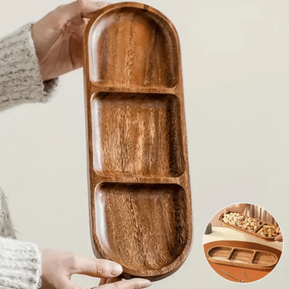 Halloween - Christmas Compartment Tray - Wooden Tray For Living Room, Holiday Party, Coffee Table, Appetizer Serving Platter, Dessert Tray - Modern Nut, Candy, Fruit Storage Dish With 4 Sections - Kitchen Utensil, Home Decor