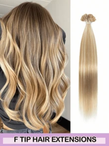50pcs/Pack Human Hair Extensions, Flat Tip Extensions, 14-22 Inches Straight Hair, Keratin Bonded Extensions, Invisible F-Tip Real Human Hair Extensions