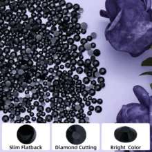 0.2厘米/0.3厘米/0.4厘米/0.5厘米 1000颗平底钻石水钻，水晶树脂钻石，DIY工艺材料，适用于杯子、玩具、鞋子、衣服装饰 - 黑色 - 查看 5