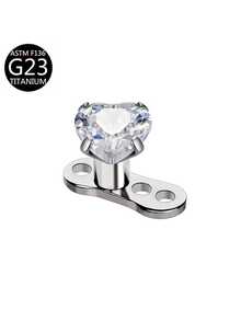 1pc Funky Titanium Cubic Zirconia Heart Dermal Jewelry Dermal Piercing Dermal Anchor Tops And Base Skin Piercing Stud Microdermals Body Jewelry Studs For Women Men For Daily Decoration - Silver - View 6