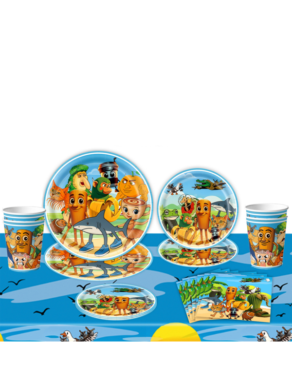 Piatti di carta, tovaglie e decorazioni a spirale appese per feste, decorazioni per feste di Natale, con motivi carini e divertenti ispirati al Shan Hai Jing, come Tung Tung Tung, Sahur Tralalero Tralala, Bombardiro Crocodilo, Lirili Larila, Glorbo Frutto Drillo