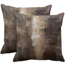 2pcs Modern Retro Brown Wooden Board Geometric Pattern Decorative Pillow Covers, Soft & Comfortable Polyester Cushion Covers, Decorative Pillows, Zippered, 45x45cm, Suitable For Home Decor Living Room Sofa, Bedroom Headboard, Car, Office And Various Rooms, Pillow Inserts Not Included