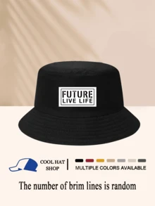 1 Piece Oasis Letter Printing Pattern Bucket Hat For Women Men Fisherman's Hats Sunscreen Windproof And Warm Suitable For Daily Leisure Black/White/Beige