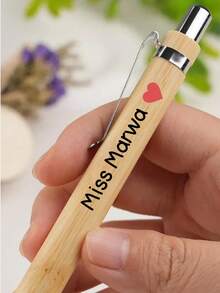 Personalized Name/Texts Wooden Pen With Flowers/Thank You Card Gift Set, Personalized Bamboo Pen, Custom Wooden Thank You Card. Bamboo Perfect Gift, Birthday Company Colleague Committee Graduation Teacher Appreciation Gift,Office Decor