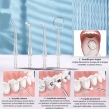 Juego de irrigador dental eléctrico, irrigador bucal inalámbrico, 4 boquillas, boquilla giratoria de 360 ​​grados, adecuado para el cuidado dental diario y la limpieza de encías para hombres y mujeres, opción ideal para regalos navideños.