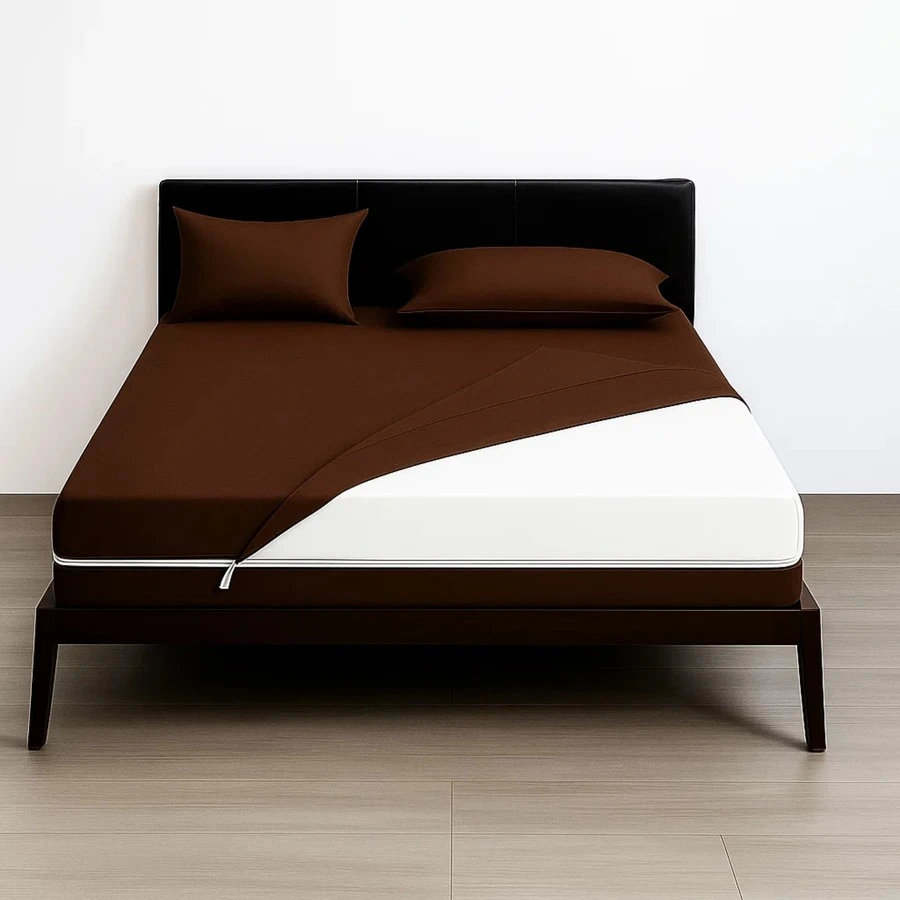 DuVlo Single Mattress Cover With Closure And 1 Microfiber Pillowcase - Chocolate - View 1
