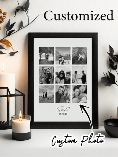 Customizable Simple Design Photo Frame, Table Top Or Wall Mount Picture Frames Room Decor Gift Ideas, Valentine's Day, Valentine's Day Decor 1pc High-Quality,Stylish Custom,Personalized,Unique Ideal Gifts For Her Boyfriend,Girlfriend For Valentine's Day,For Anniversaries,For Weddings Living Room,Home Birthday Graduation